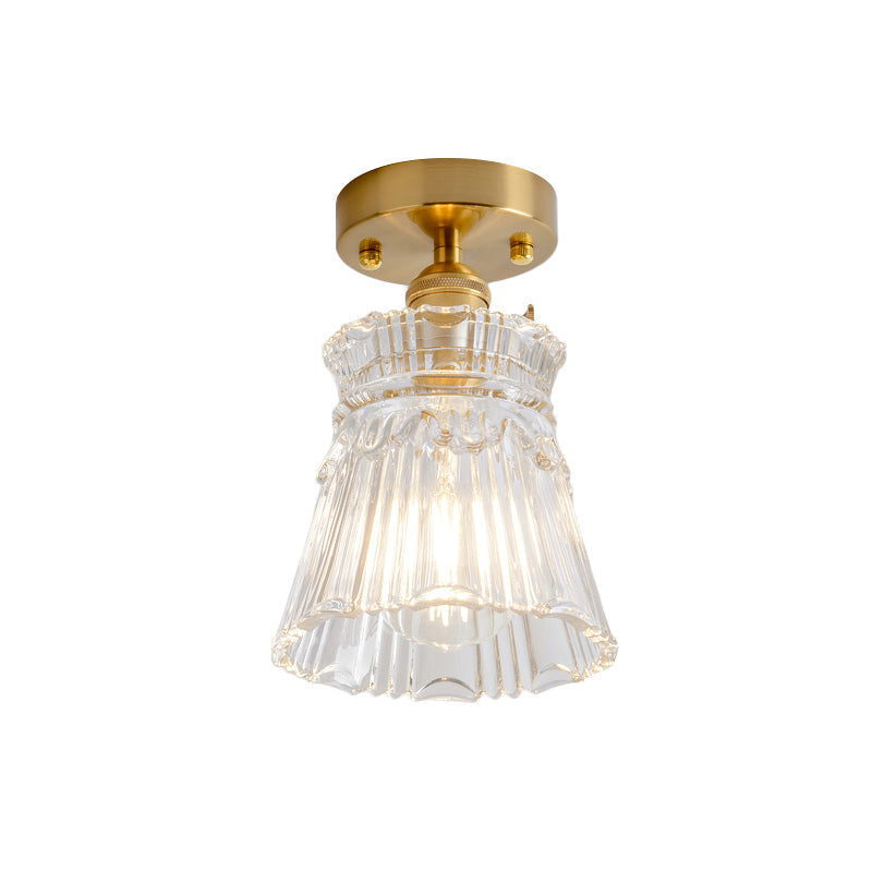 Industrial Chic Meets Modern Versatility: The Clear Glass Single - Light Gold Ceiling Light