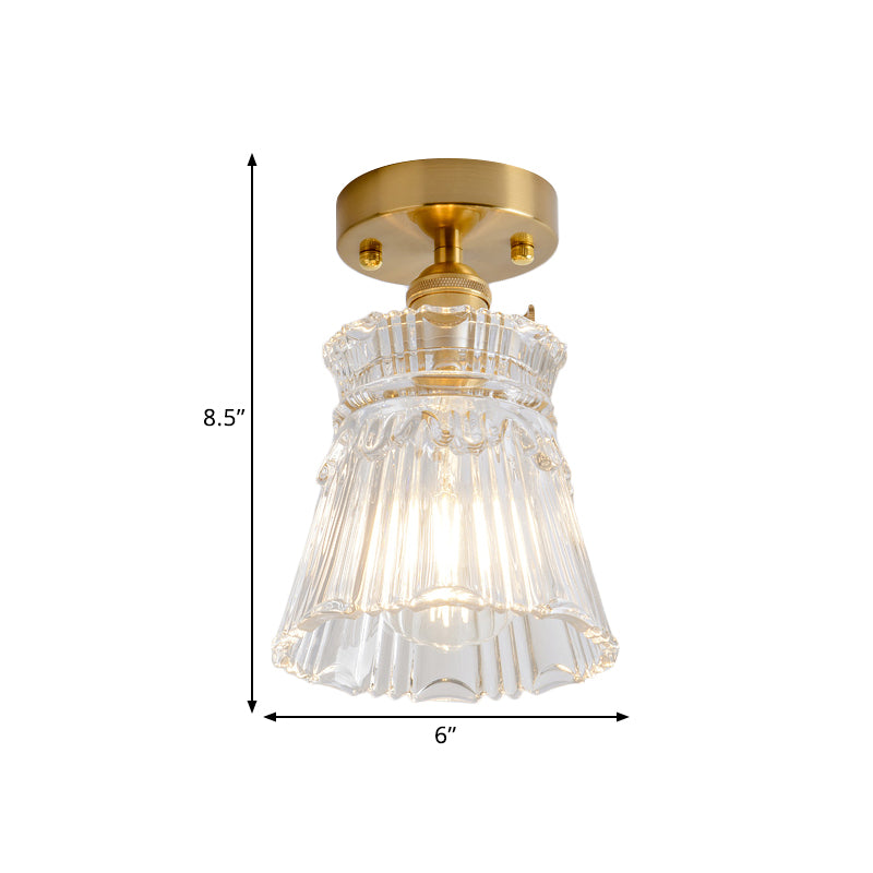 Industrial Chic Meets Modern Versatility: The Clear Glass Single - Light Gold Ceiling Light