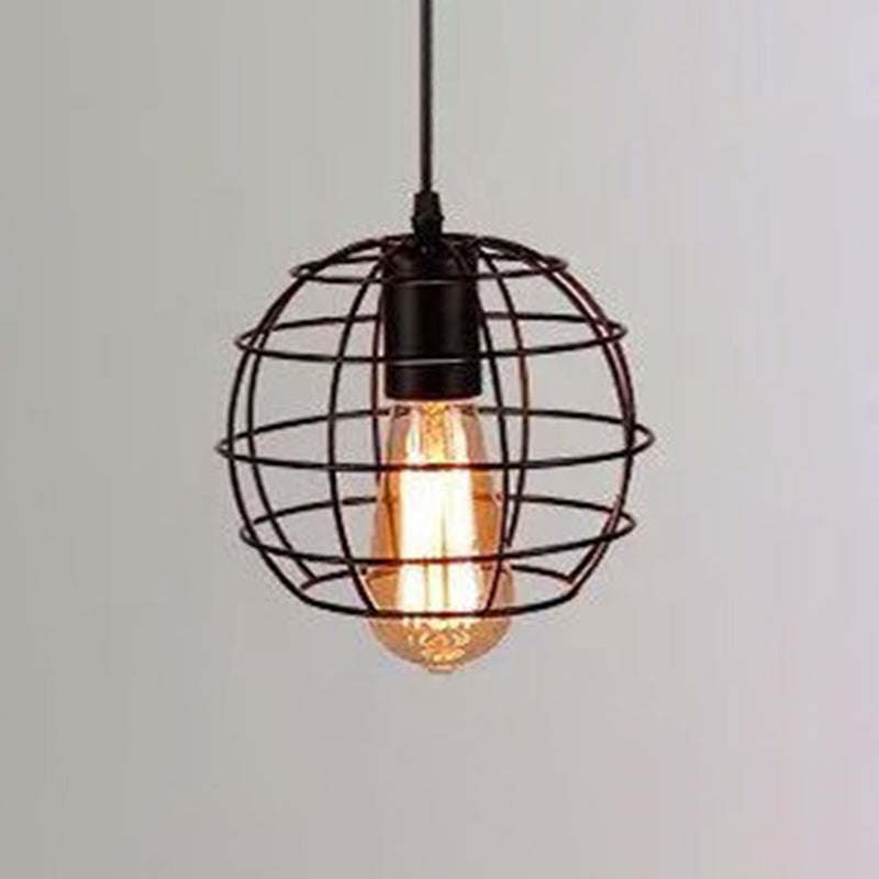 Catherine - Adjustable Industrial Pendant Light With Metal Cage (Various Shapes)