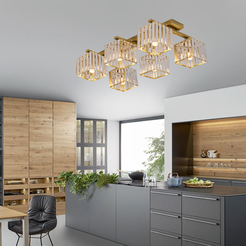 Anya’s Modern Crystal Chandelier - Square Design Ceiling Light