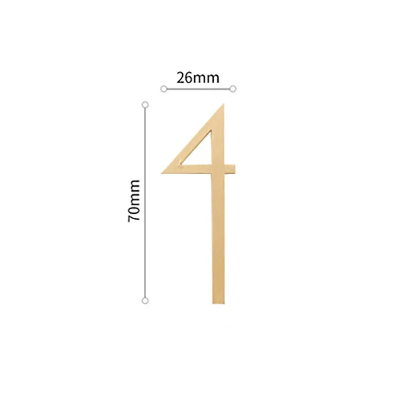 Golden Brass Door Numbers – Custom Decorative Wall Figures for Villas Hotels and Dormitories (5cm/7cm) 7cm 4