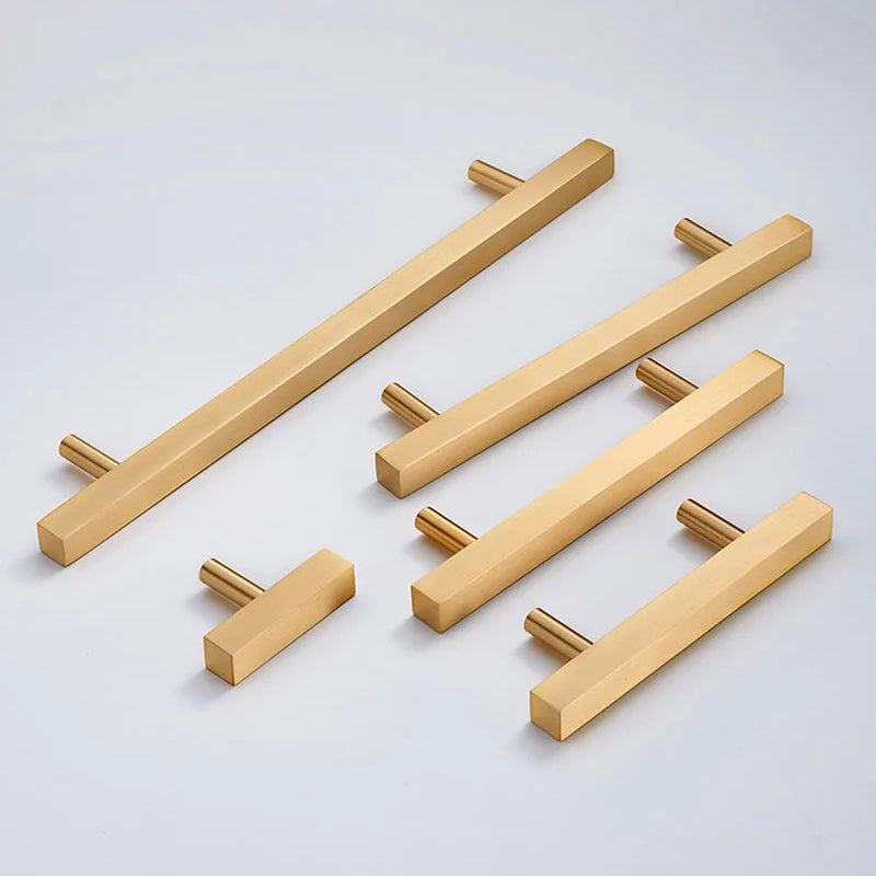 12x12mm Brass Wardrobe Handles – Modern Square Cabinet Pulls for Drawers and Dressers (50mm-380mm) Handles