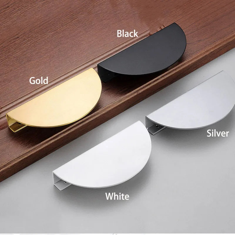 Half-Round Brass Wardrobe Handles – Modern Gold Black and Silver Cabinet Pull Knobs (100mm/120mm/150mm) knob