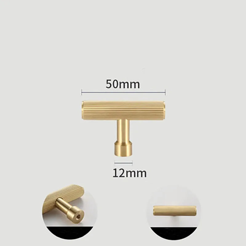 Gold and Black Solid Brass Handles – Straight Line Cabinet T-Bar and Wardrobe Pulls TB9013-G50 Handles