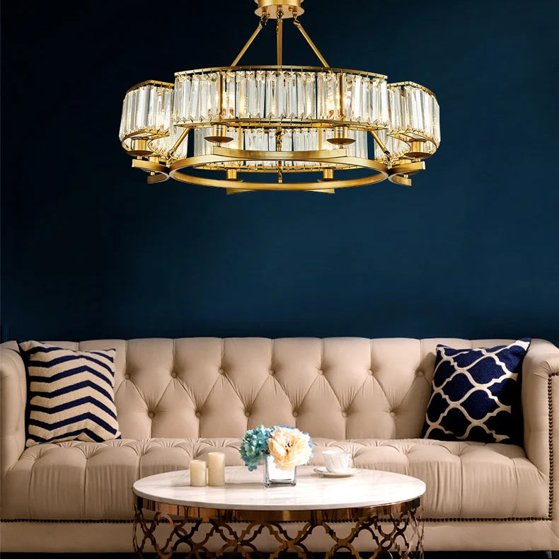 Zoe’s K9 Crystal Modern Glass Chandelier - Copper Luxury Hanging Lamp Chandelier