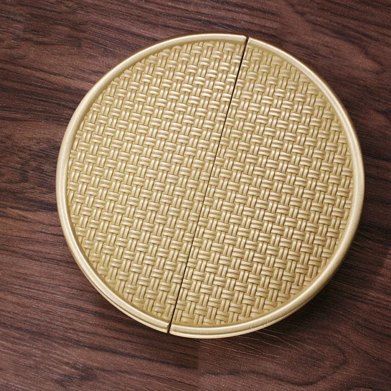 Gold Round Brass Cabinet Handles – Textured Braided Pattern Pulls for Wardrobes Bookcases and Wine Cabinets Knob