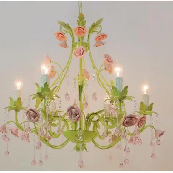 European Pink Rose Flower Chandelier – product view 6