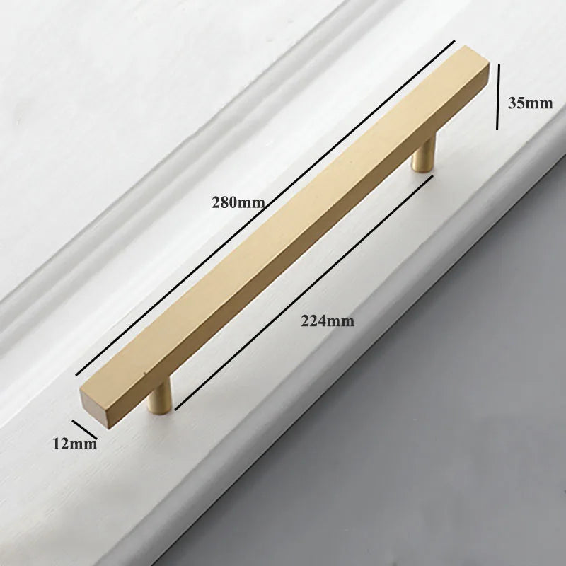 12x12mm Brass Wardrobe Handles – Modern Square Cabinet Pulls for Drawers and Dressers (50mm-380mm) 11 inch Handles