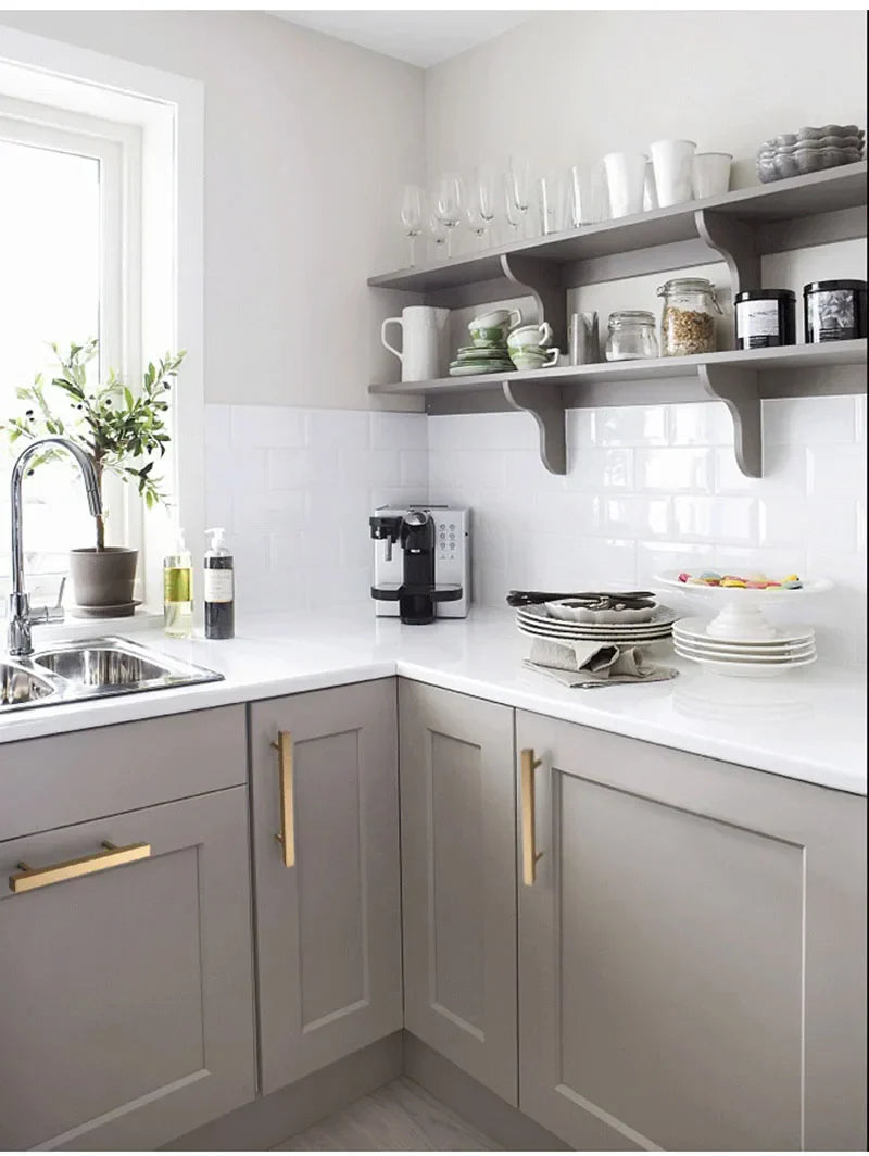 12x12mm Brass Wardrobe Handles – Modern Square Cabinet Pulls for Drawers and Dressers (50mm-380mm) Handles