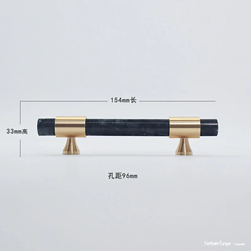 Natural Stone Cabinet Handles – Brass and Marble Wardrobe Knobs for Nordic Furniture black 1 Handles