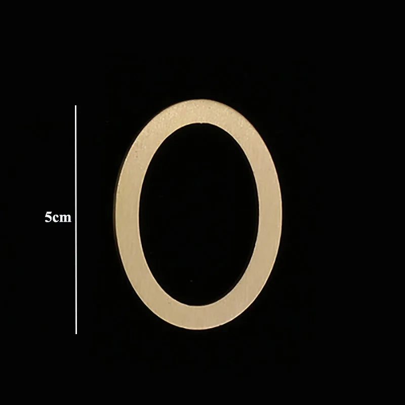 Golden Brass Door Numbers – Custom Decorative Wall Figures for Villas Hotels and Dormitories (5cm/7cm) 5cm