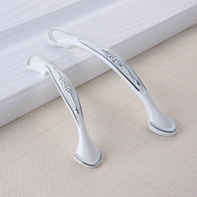 European Ivory White Cabinet Handle – Elegant Zinc Alloy Drawer Pulls for Dressers Closets and Cupboards (96mm) Handles