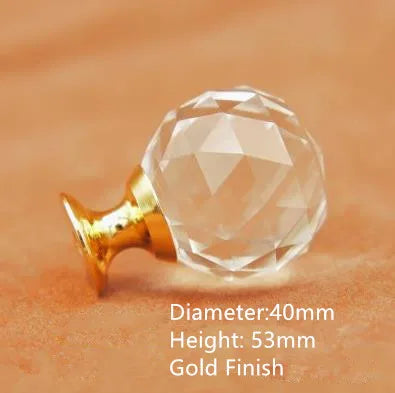 Clear Crystal Cabinet Knobs – Chrome & Gold Base Glass Drawer Pulls in 20mm 25mm 30mm 40mm 40mm gold Knob