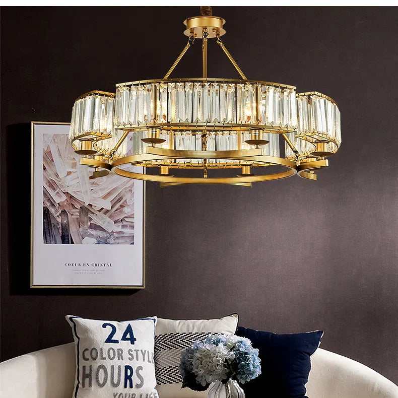 Zoe’s K9 Crystal Modern Glass Chandelier - Copper Luxury Hanging Lamp Chandelier
