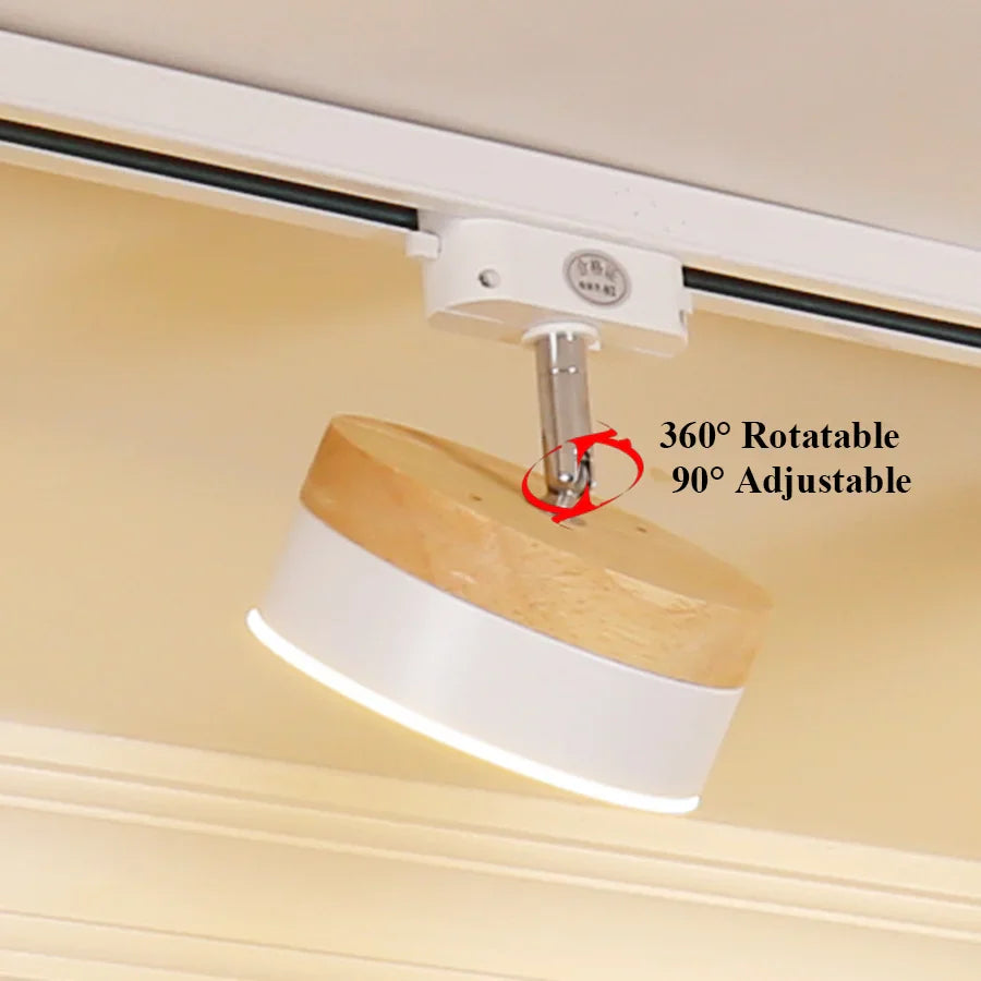 12W Nordic Wooden LED Track Light - COB Ceiling Spotlight for Home and Store Decor ceiling light