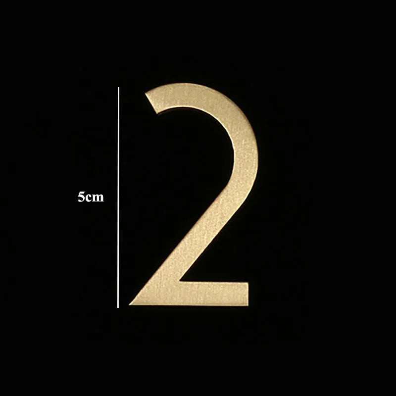 Golden Brass Door Numbers – Custom Decorative Wall Figures for Villas Hotels and Dormitories (5cm/7cm) 5cm 2