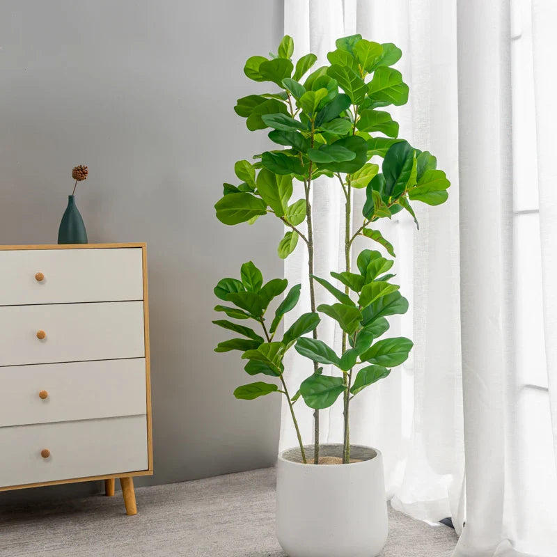 Dlight Decor 122cm Large Ficus Tree Branch with Tropical Rubber Leaves 122cm and 64cm