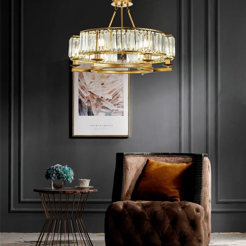 Zoe’s K9 Crystal Modern Glass Chandelier - Copper Luxury Hanging Lamp Chandelier