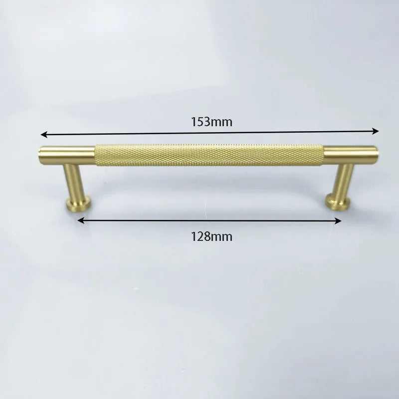 Knurled Brass Wardrobe Handles – Modern Kitchen Cabinet and Drawer Pull Bar Handles 153mm length Handles