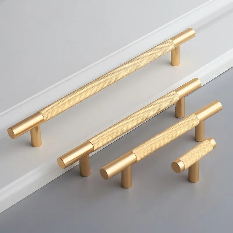 Long Knurled Aluminum Alloy Cabinet Handles – Kitchen Drawer Pulls and T-Bar Wardrobe Furniture Hardware Handles