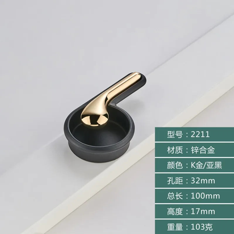Modern Minimalist Zinc Alloy Cabinet Door Handle 32-Gold Black Handles
