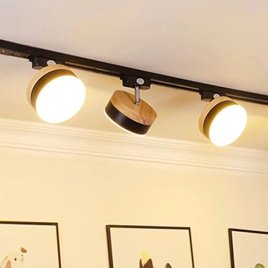 12W Nordic Wooden LED Track Light - COB Ceiling Spotlight for Home and Store Decor ceiling light