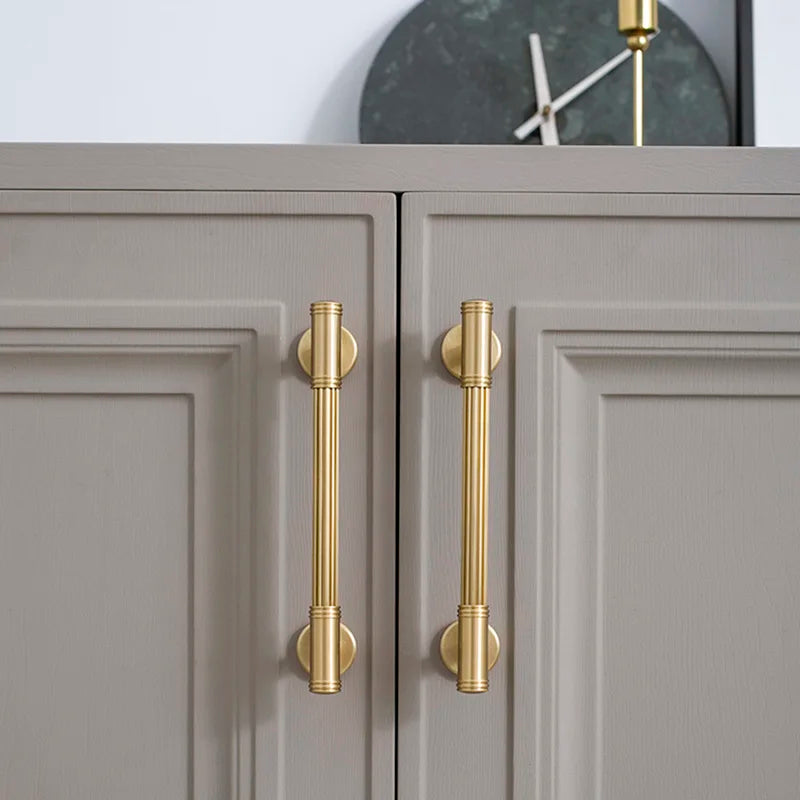 Gold Brass Vertical Linear Cabinet Handles – American-Style Wardrobe and Bar Pulls Handles