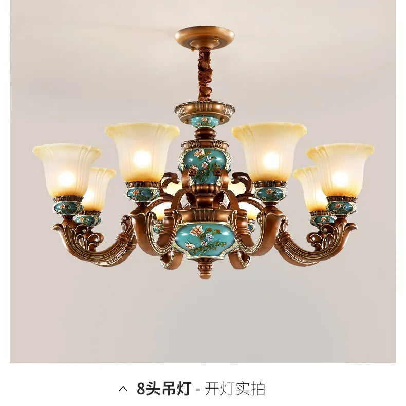 Luxury vintage resin chandelier close-up design detail