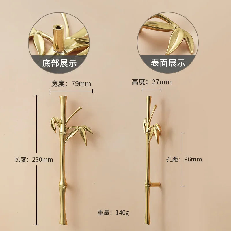 Luxury Brass Flower and Leaf Cabinet Handles – Chinese-Style Decorative Pulls for Wardrobes and Drawers 12-to right / 1