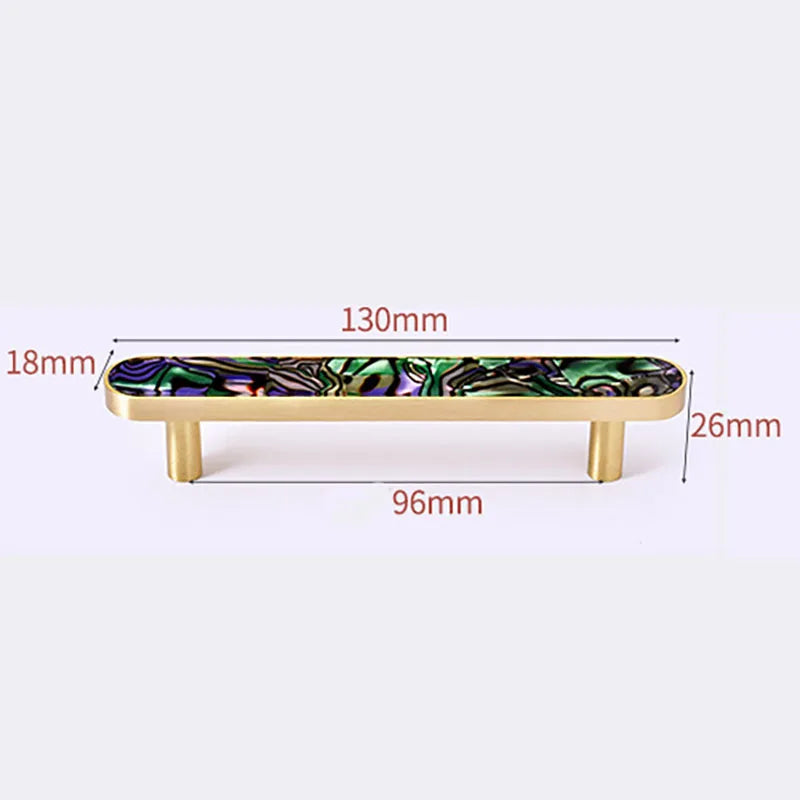 Brass and Acrylic Cabinet Handles – Colorful European Wardrobe Pulls for Furniture (96/128mm Hole Distance) 130mm H