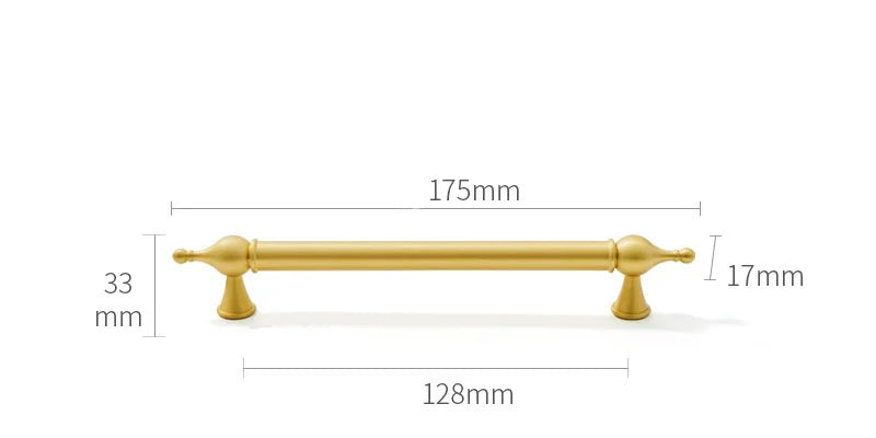 Satin Brass Cabinet Handles – Modern Ball Design Wardrobe Knobs and Drawer Pulls (French Style) 175mm Handles