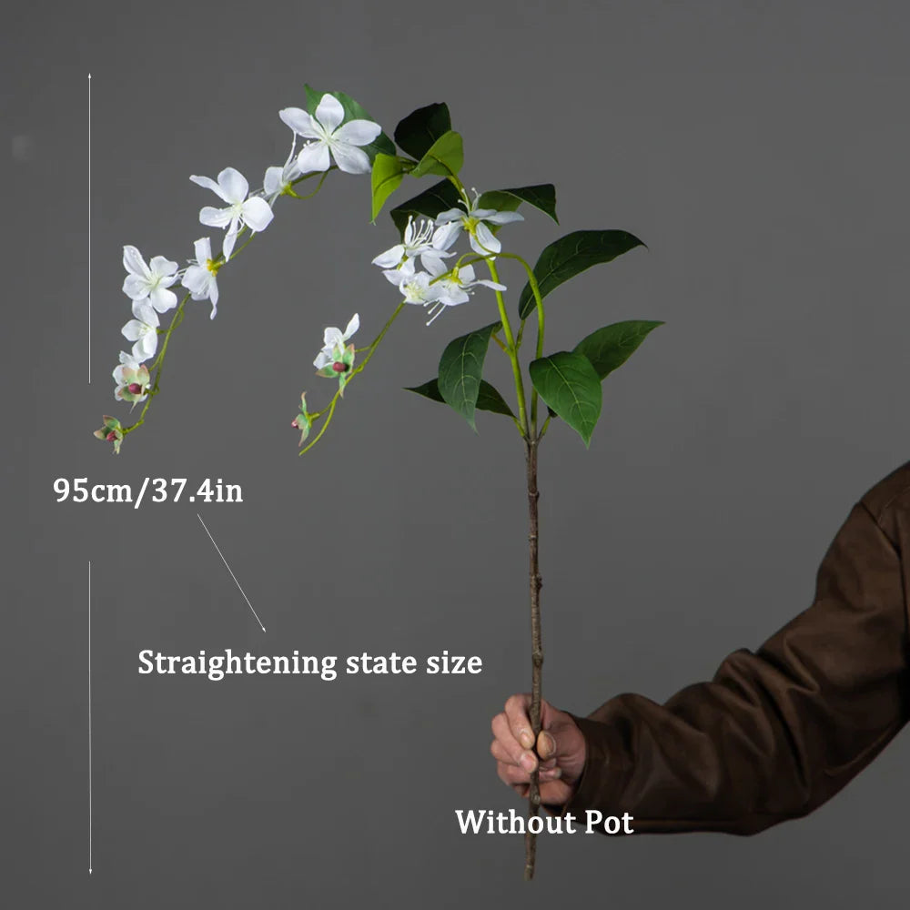 Dlight Decor 95cm Hanging Jasmine Bouquet with Tropical Begonia Flowers 95cm-White