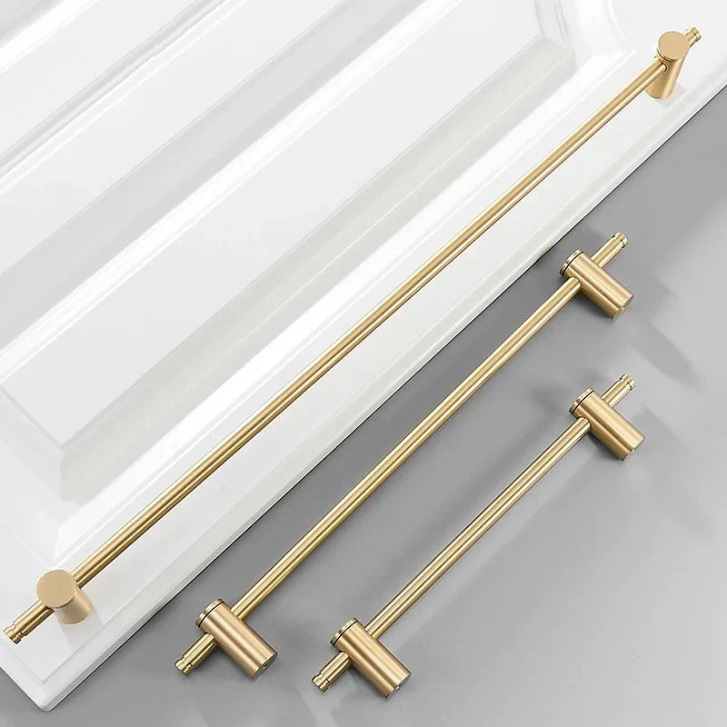 Long Gold and Black Brass Cabinet Handles – Adjustable Drawer Bar and Glass Door Pulls (265mm-1000mm) Handles