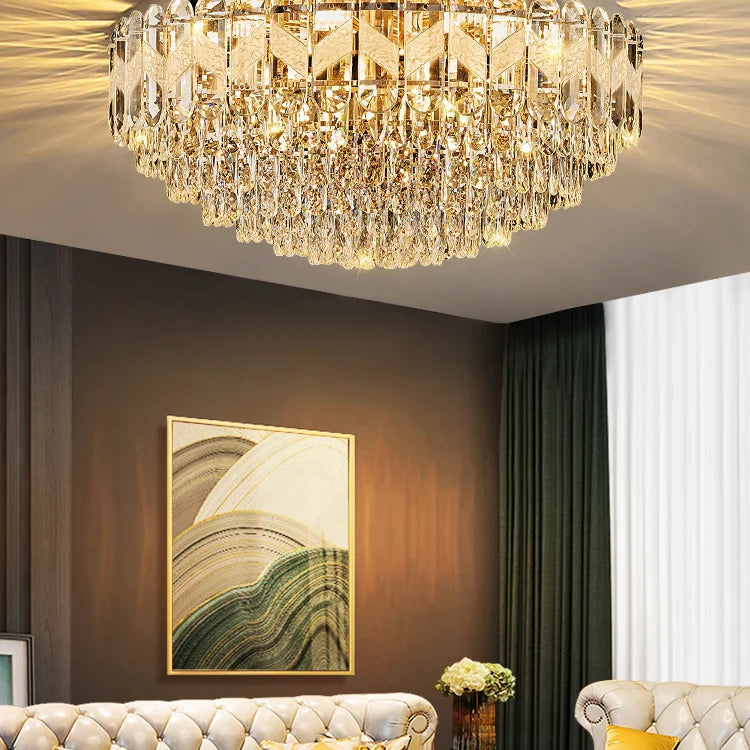 Modern Light Luxury Crystal Chandelier - Gold Finish For Dining And Living Rooms With Free Shipping