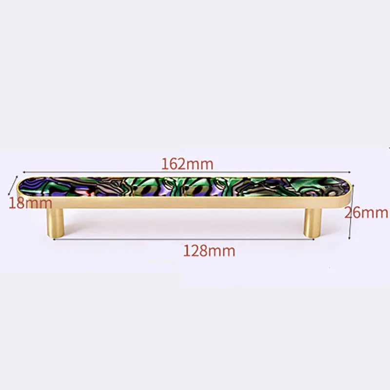 Brass and Acrylic Cabinet Handles – Colorful European Wardrobe Pulls for Furniture (96/128mm Hole Distance) 162mm H