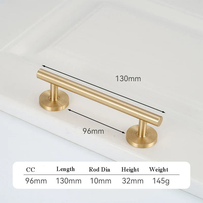 France Satin Gold Cabinet Handles – Solid Brass Kitchen Drawer Knobs and Door Pulls (130mm-510mm) 2031-130 Handles