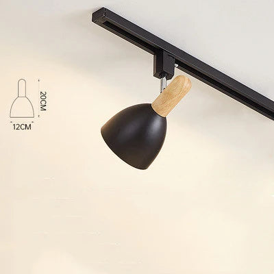 15W Modern Nordic Wooden LED Track Light - Ceiling Spotlight Black / Cold White 6000K ceiling light