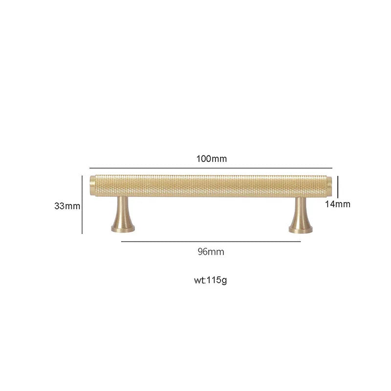 Gold Knurled Brass Kitchen Cabinet Handles – T-Bar Drawer Pulls and Copper Knobs (14mm Diameter) 9001-100 / 1 piece