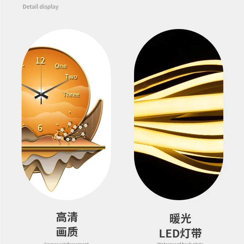 Dlight Decor Clock Wall Light with Luxury Crystal Glow Wall Art