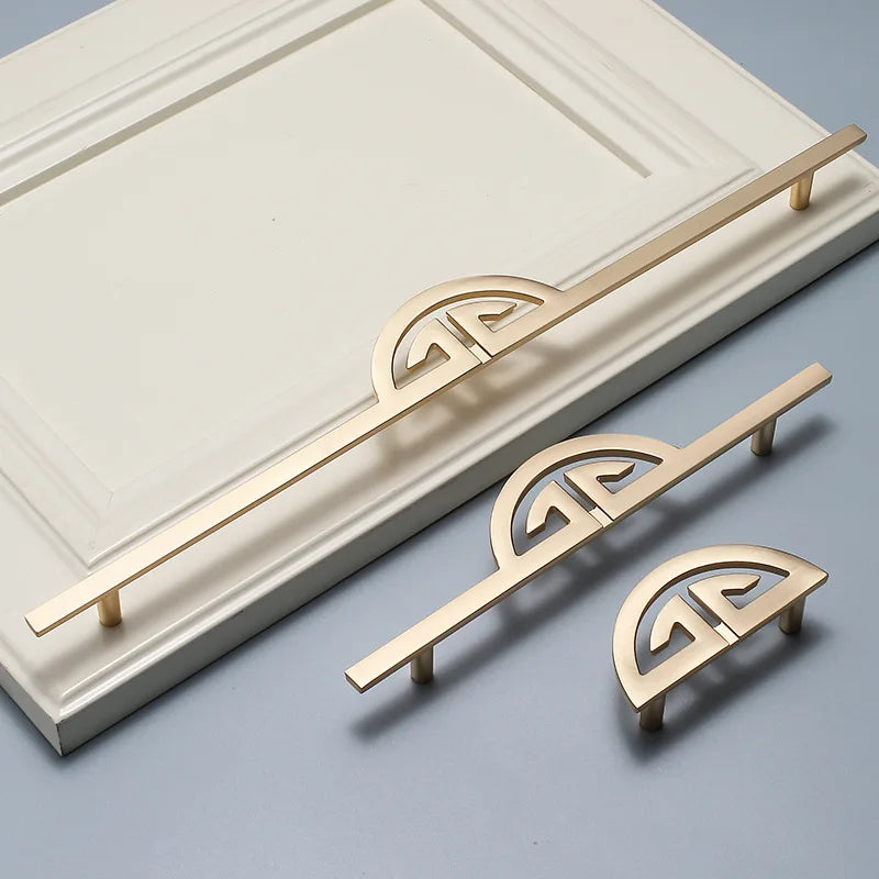 New Chinese-Style Zinc Alloy Cabinet Handles – Elegant Gold Pulls for Wardrobes Drawers and Cupboards Handles