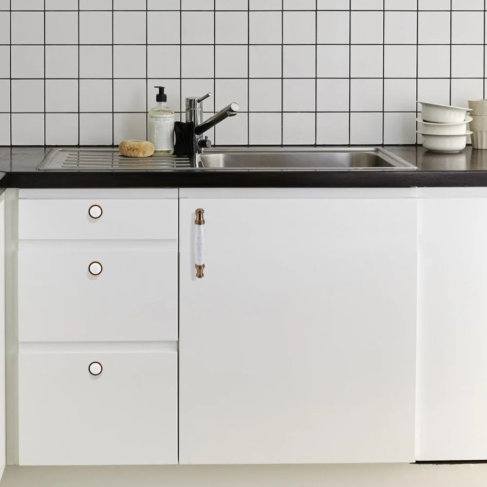 Pearl White Ceramic Cabinet Handles – Elegant Knobs for Wardrobes Drawers and Kitchen Furniture Handles