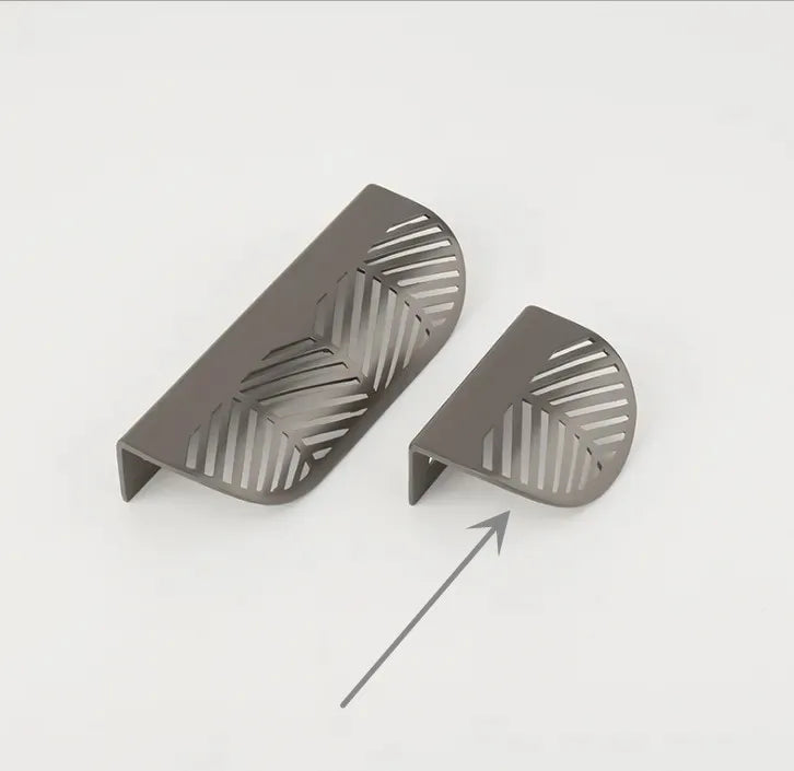 Modern Gold Leaf Cabinet Handles - Brushed Zinc Alloy Hollow Pulls for Furniture and Drawers Small-Pearl Grey Handles