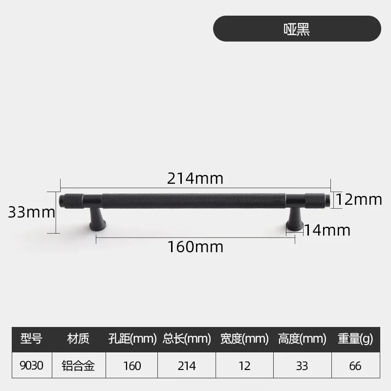 Black and Gold Knurled Cabinet Handles – Modern Cupboard Drawer Pulls for Kitchen and Wardrobe Black 160mm Handles