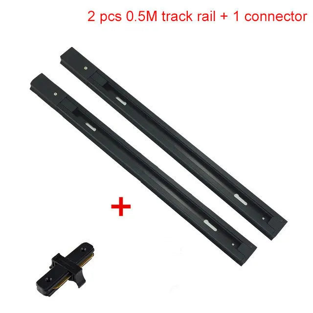 15W Modern Nordic Wooden LED Track Light - Ceiling Spotlight Black Rail / Cold White 6000K ceiling light
