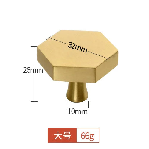 Modern Pure Brass Cabinet Handles - Single Hole Brushed Gold Drawer Knobs for Kitchen and Wardrobes 7-large Knonbs