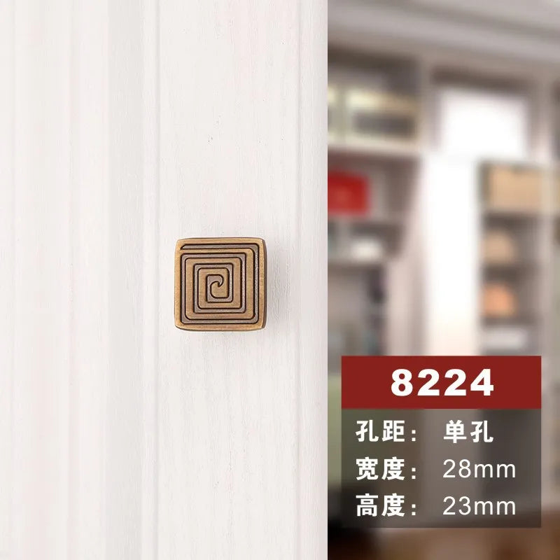 Antique Yellow Bronze Wardrobe Handles - Modern Zinc Alloy Drawer Knobs for Cabinets and Closets 8224 single hole