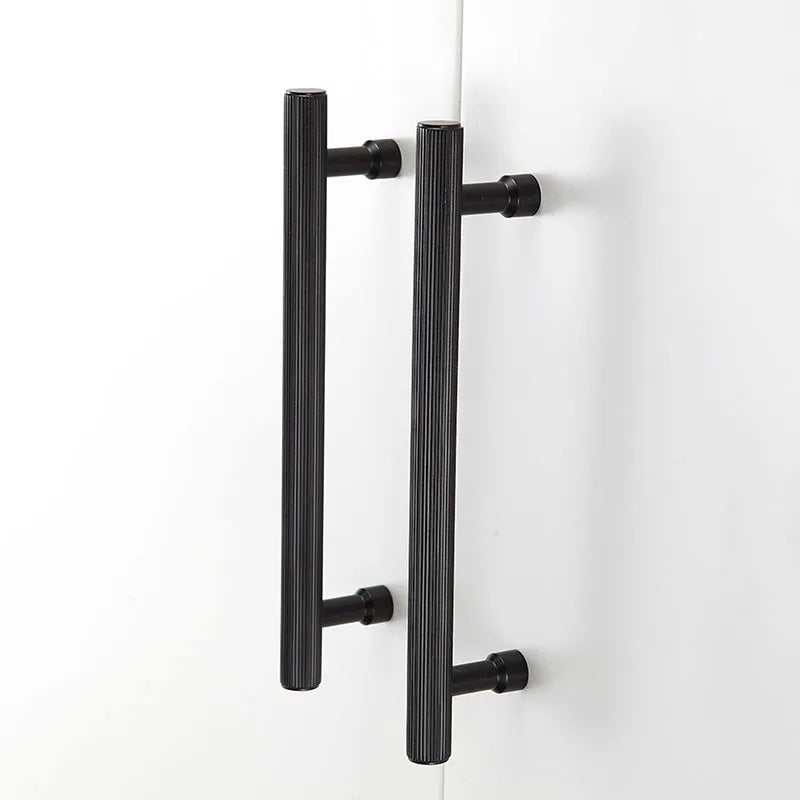 Gold and Black Solid Brass Handles – Straight Line Cabinet T-Bar and Wardrobe Pulls Handles