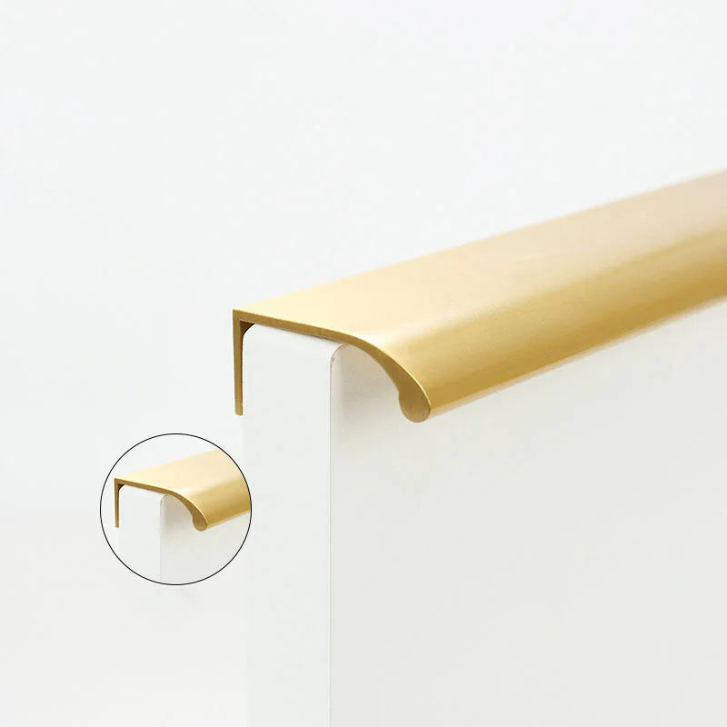 Long Hidden Brass Handle Invisible Solid Brass Pull for Kitchen Cabinet Gold Drawer Knobs Furniture Door Handles Pulls