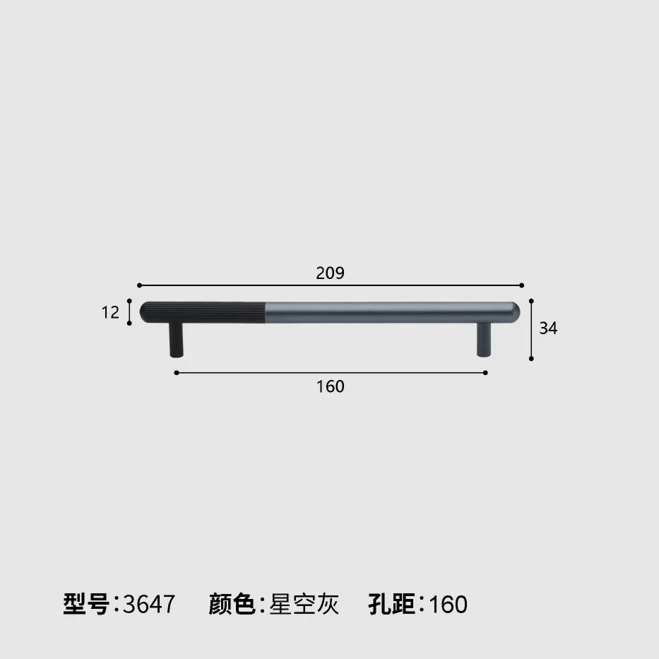 Dual tone Long Kitchen Cabinet Handles – Multicolor Wardrobe and Drawer Knobs Black gray 160mm Handles