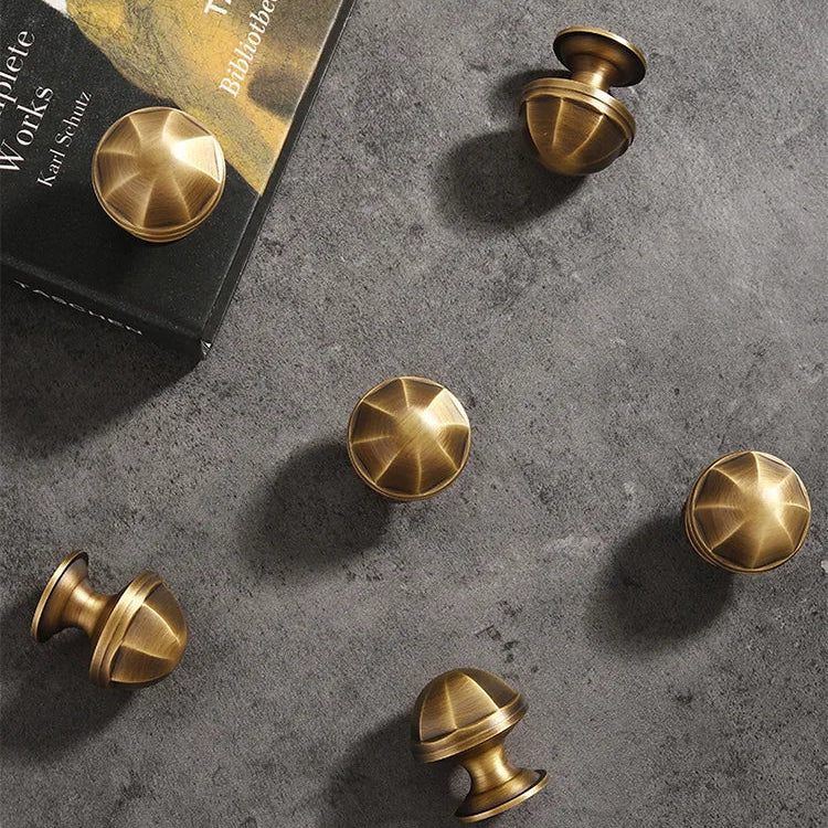 Solid Brass Octagonal Cabinet Knobs – Antique Gold Drawer and Wardrobe Handles knob
